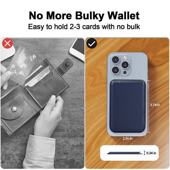 Magnetic Wallet Card Holder For iPhone with MagSafe Case, Navy Blue/ Black Color - Picture 9 of 9